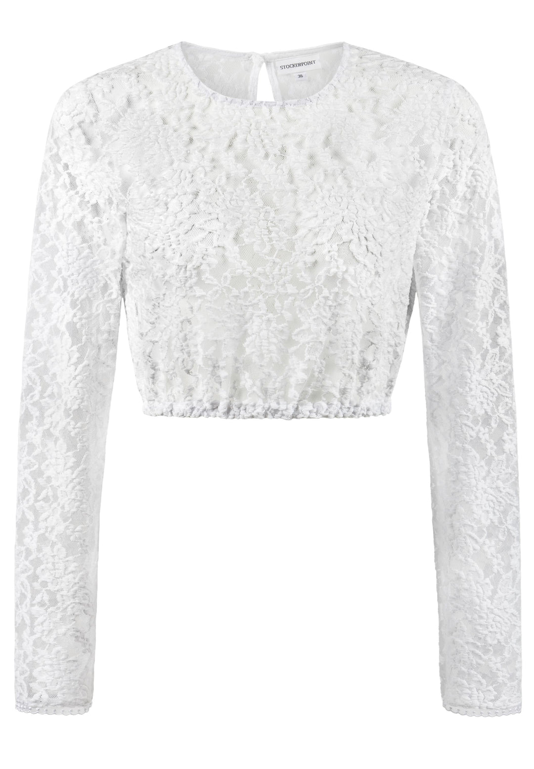 Dirndlbluse Damen | Langärmelige Spitzenbluse mit floralem Muster und elastischer Passform für Dirndl und Trachten