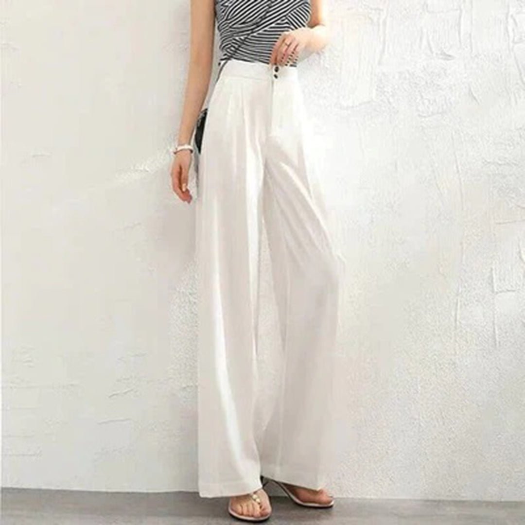Damen weite Hose mit hoher Taille | Luftige Palazzo-Hose mit lockerem Schnitt, weitem Bein und Knöchellänge für Sommer und Freizeit