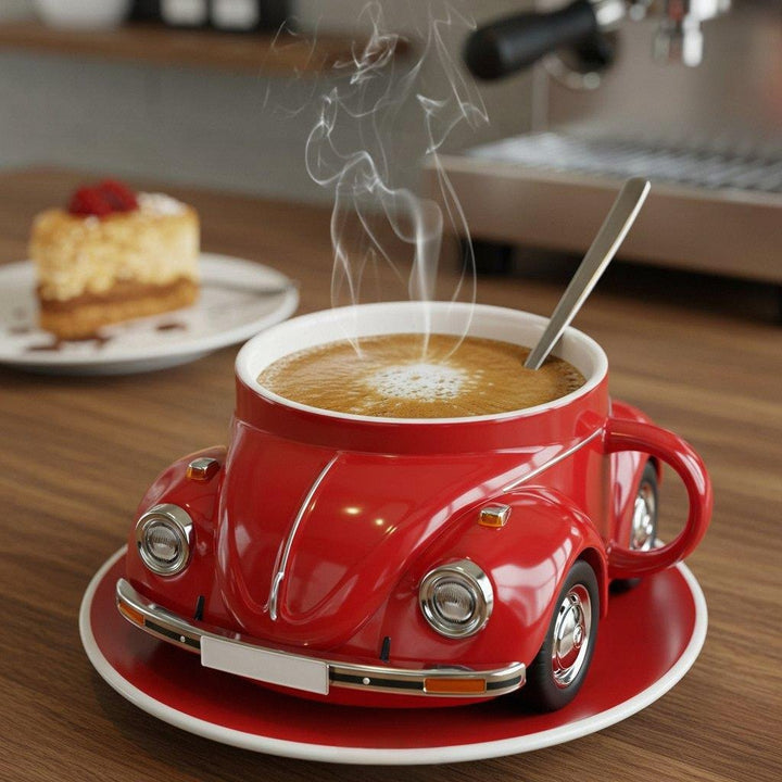 Retro Keramik-Kaffeetasse im Käfer-Design | Handbemalt, detailreich &amp; farbenfroh | 325 ml für Kaffee &amp; Tee | Geschenkidee