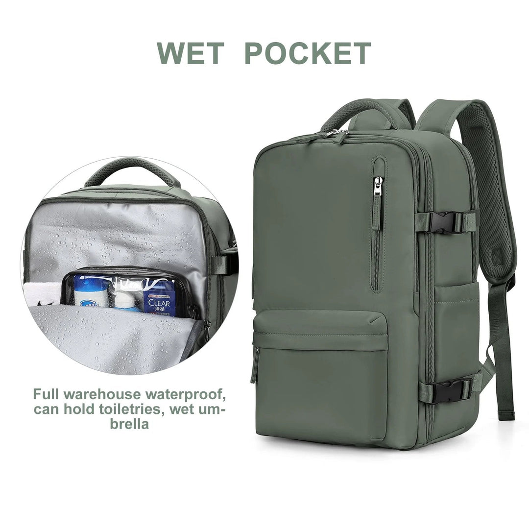 Reiserucksack Damen 35 L | Wasserabweisend mit Laptopfach, Schuhfach und USB-Anschluss SEO-Beschreibung: