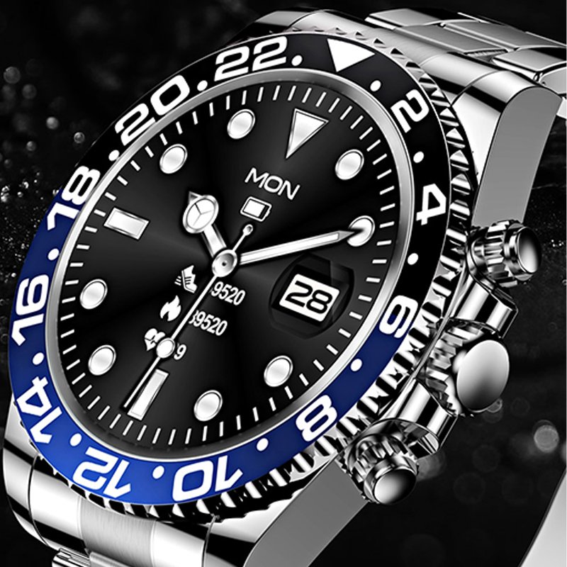 Smartwatch 1,28 Zoll HD Display | Drehbare Lünette &amp; Bluetooth-Anrufe | Herzfrequenz, Schlaf, Sportmodi, Edelstahlband