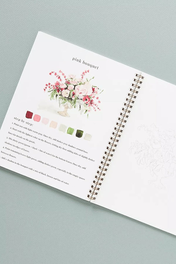 Aquarell-Arbeitsbuch für Anfänger | Malbuch mit 12 Motiven, Schritt-für-Schritt-Anleitungen und hochwertigem Aquarellpapier