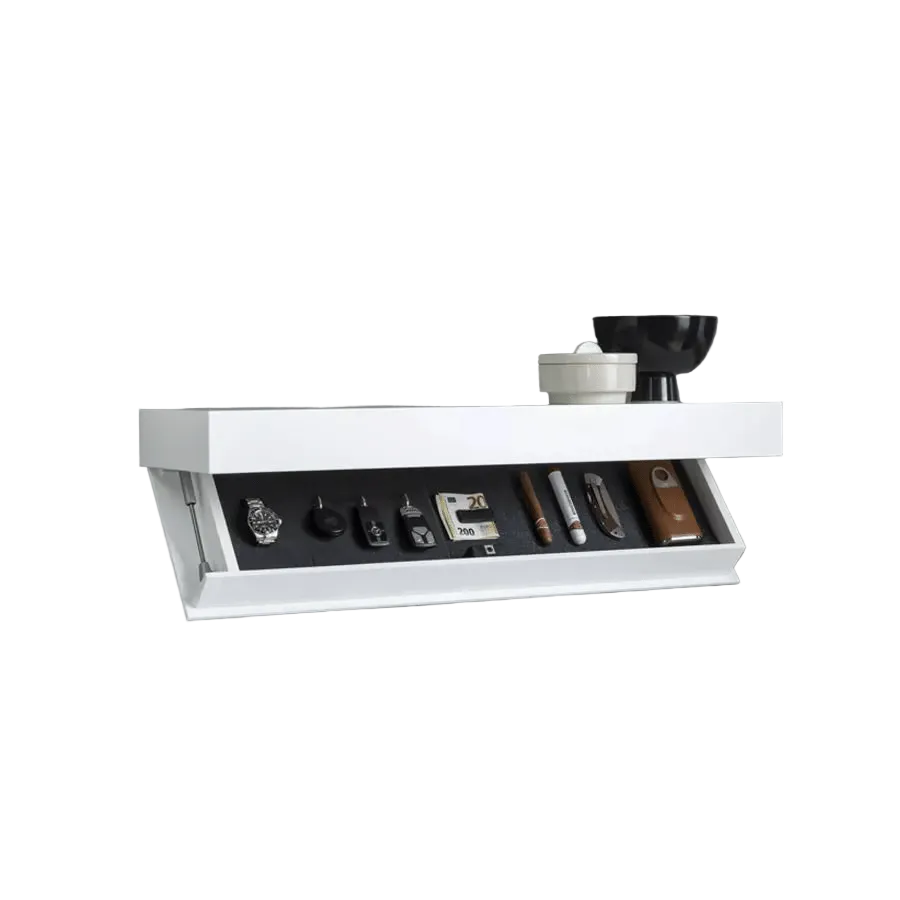 Solid Wood Wall Shelf with Secret Compartment | Floating Design, Minimalist | For Valuables &amp; Decor | Natural or Dark Wood
