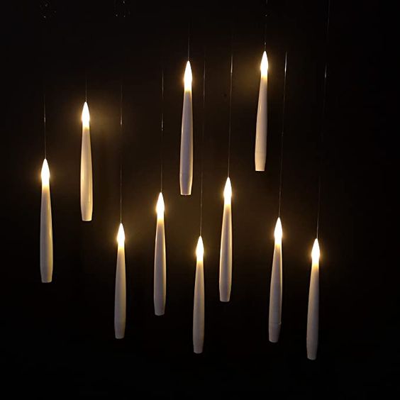 MagicGlow™ Schwebende LED-Kerzen | 12er Set mit Fernbedienung | Flammenlose Deko &amp; Unsichtbarer Aufhängung
