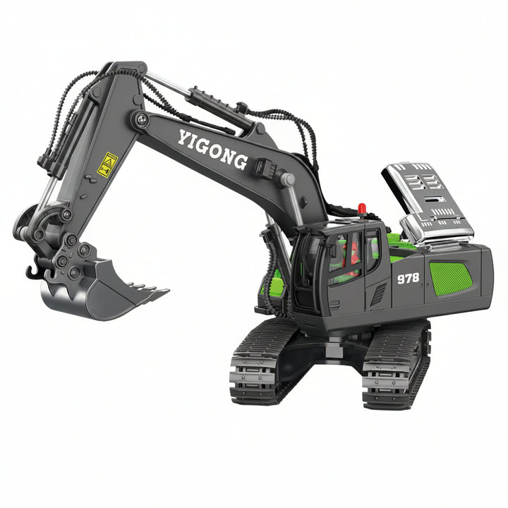 RC Hydraulic Excavator 1:20 with Crawler Tracks | CNC aluminum, servo-controlled valves &amp; quick coupler | 2.4 GHz 18 channels, 1200 mAh
