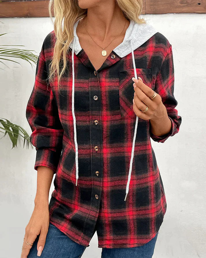Petra | Jacket with Hood and Plaid Pattern