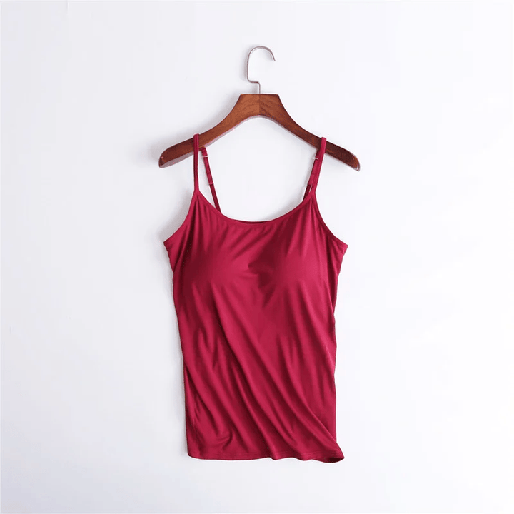 Damen Camisole Top mit integriertem BH | Verstellbare Träger | Atmungsaktiver Stoff &amp; figurbetonter Sitz