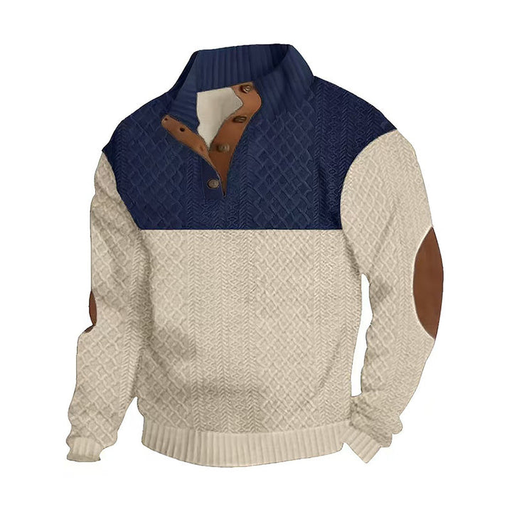 Herren Pullover | Knopfleiste mit Farbblockdesign &amp; lockerer Passform für Alltag und kühle Tage