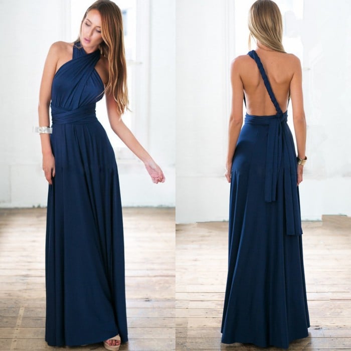 Women’s wrap maxi dress | 24 wearing styles | Sleeveless &amp; elegant | Perfect for wedding, party &amp; evening