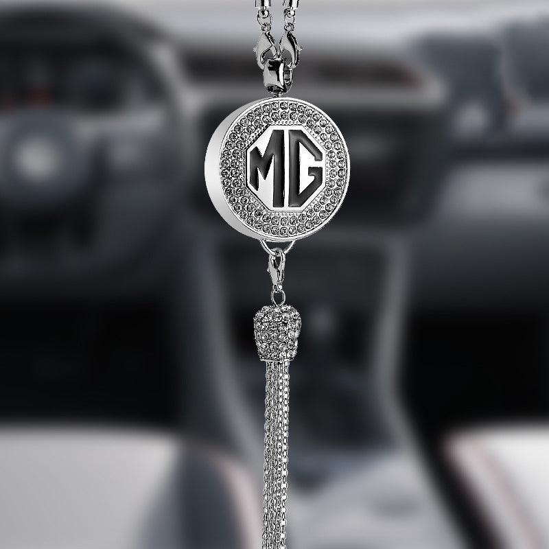 Car Rearview Mirror Pendant with Crystal | Zinc alloy &amp; rhinestones | Sparkling decoration with scent pendant, gift idea