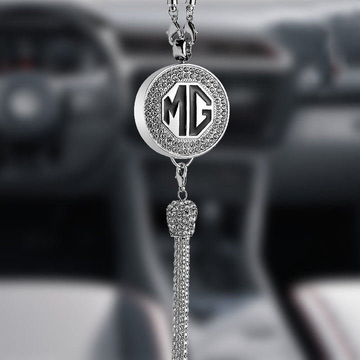 Car Rearview Mirror Pendant with Crystal | Zinc alloy &amp; rhinestones | Sparkling decoration with scent pendant, gift idea