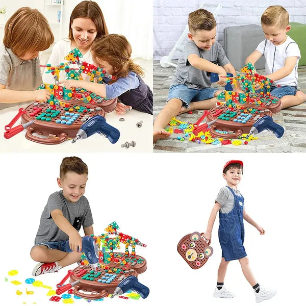 BauBohrer™ Montessori building &amp; drilling set | 2D &amp; 3D creative play | Promotes STEM skills &amp; fine motor skills
