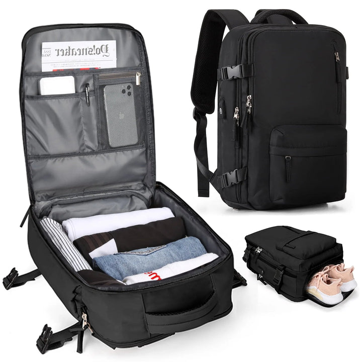 Reiserucksack Damen 35 L | Wasserabweisend mit Laptopfach, Schuhfach und USB-Anschluss SEO-Beschreibung: