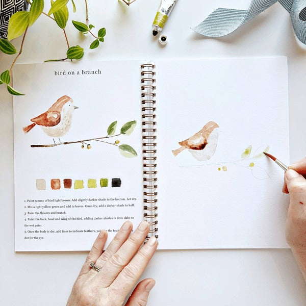 Aquarell-Arbeitsbuch für Anfänger | Malbuch mit 12 Motiven, Schritt-für-Schritt-Anleitungen und hochwertigem Aquarellpapier