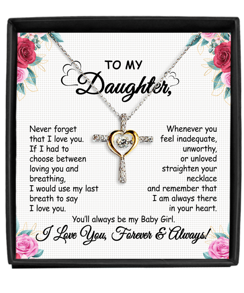 Necklace with Message Card | Gift for daughter | Cross with zirconia &amp; gift box