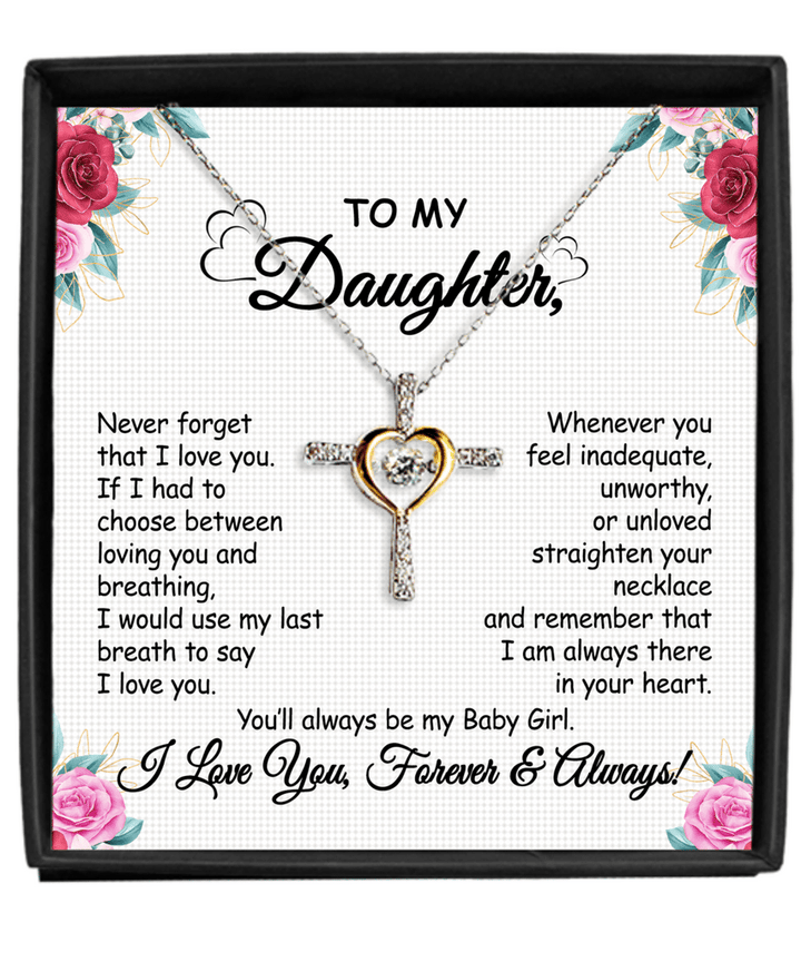 Necklace with Message Card | Gift for daughter | Cross with zirconia &amp; gift box