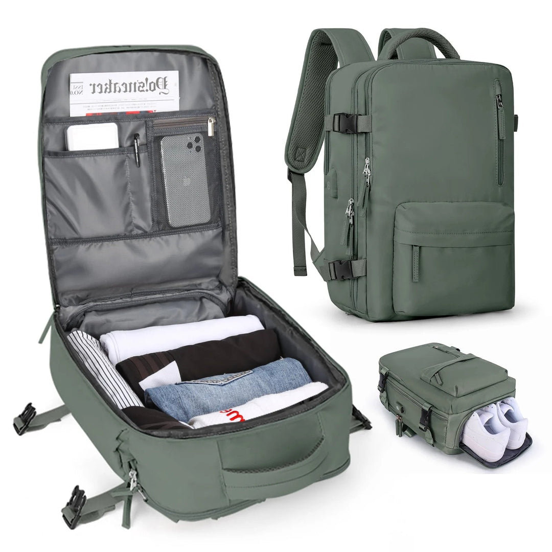 Reiserucksack Damen 35 L | Wasserabweisend mit Laptopfach, Schuhfach und USB-Anschluss SEO-Beschreibung: