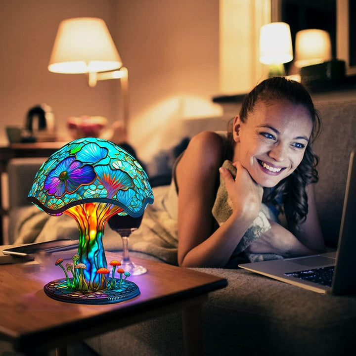 LED-Pilzlampe | Dekorative Tischlampe aus Harz mit warmem LED-Stimmungslicht für Wohn- und Schlafzimmer