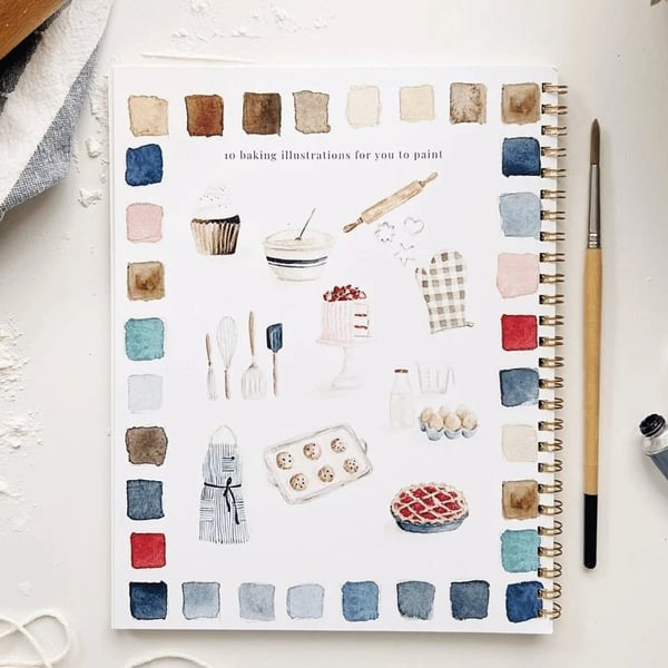 Aquarell-Arbeitsbuch für Anfänger | Malbuch mit 12 Motiven, Schritt-für-Schritt-Anleitungen und hochwertigem Aquarellpapier