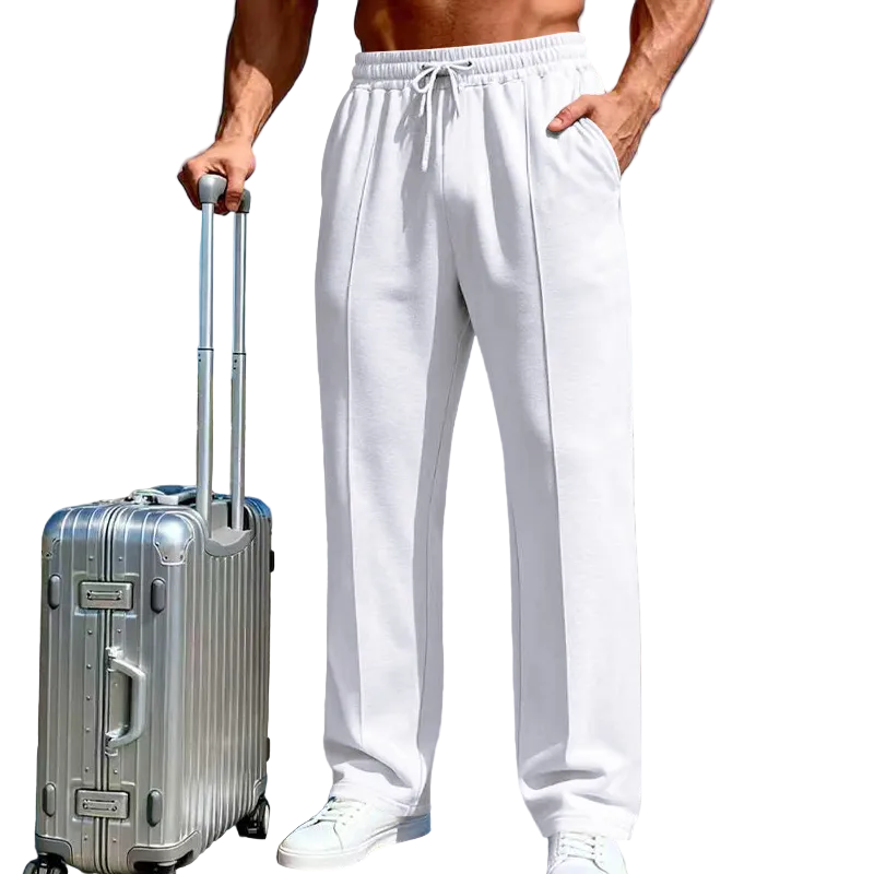 Herren Stretch-Hose mit geradem Bein | Atmungsaktive Freizeithose mit Kordelzug &amp; Taschen | Bequeme Relax-Fit Hose