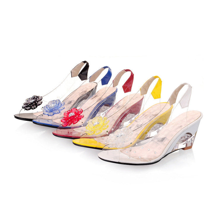 Damen transparente Sandalen | KlareEleganz™ Keilabsatz 7 cm &amp; Fischmund
