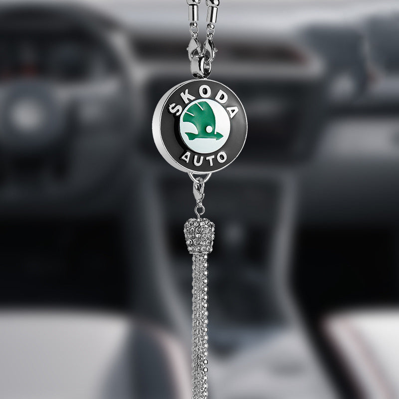 Car Rearview Mirror Pendant with Crystal | Zinc alloy &amp; rhinestones | Sparkling decoration with scent pendant, gift idea