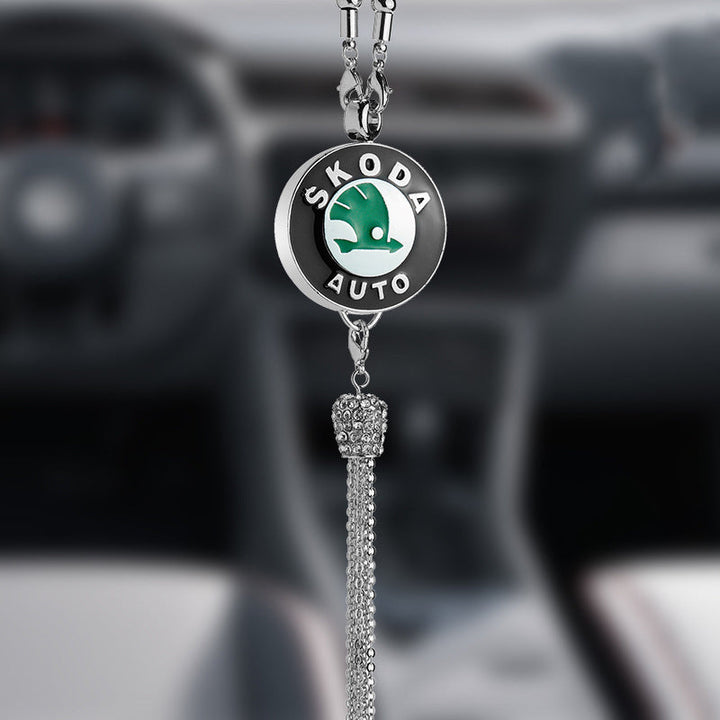 Car Rearview Mirror Pendant with Crystal | Zinc alloy &amp; rhinestones | Sparkling decoration with scent pendant, gift idea