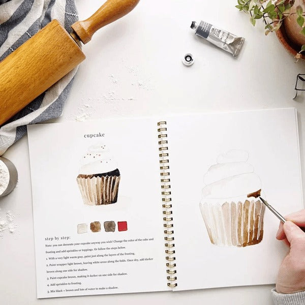 Aquarell-Arbeitsbuch für Anfänger | Malbuch mit 12 Motiven, Schritt-für-Schritt-Anleitungen und hochwertigem Aquarellpapier