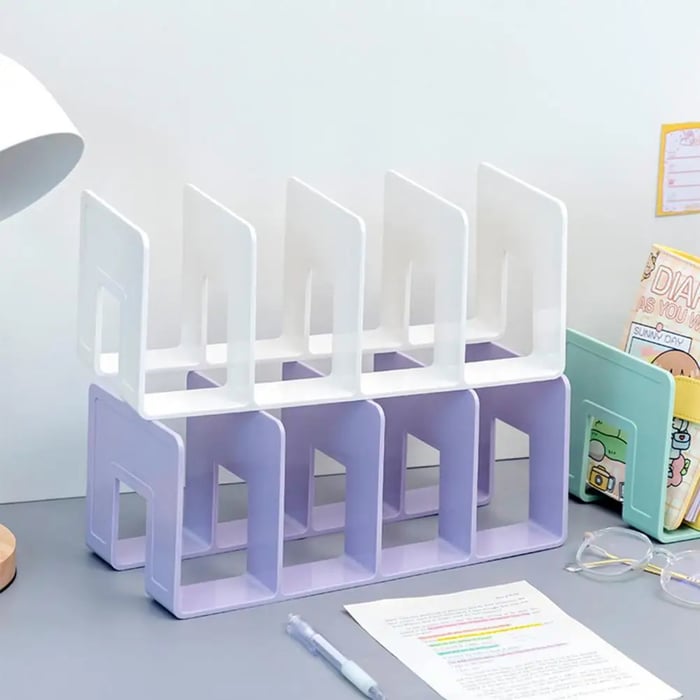 Schreibtisch Organizer | Aufbewahrungsbox mit 4 großen Fächern für Bücher, Bürobedarf und mehr