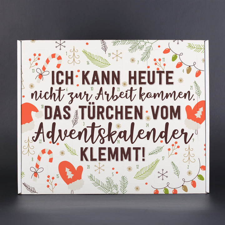 Lustiger Adventskalender zum Befüllen | Weihnachtskalender mit 24 Türchen, Arbeitsunfähigkeitsbescheinigung und humorvollem Spruch