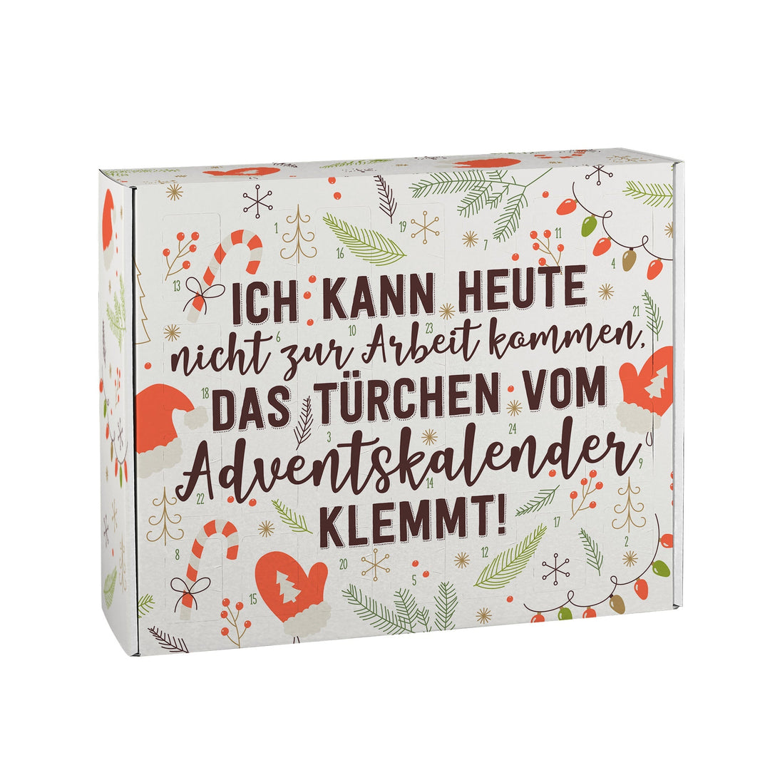 Lustiger Adventskalender zum Befüllen | Weihnachtskalender mit 24 Türchen, Arbeitsunfähigkeitsbescheinigung und humorvollem Spruch