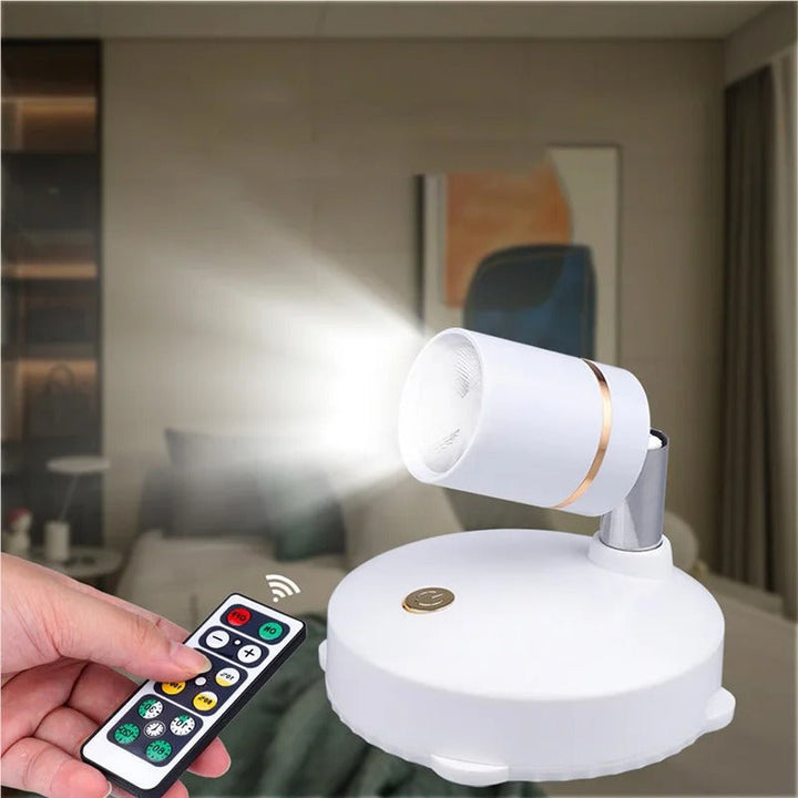 Kabelloser LED-Strahler mit Fernbedienung &amp; Timer | Dimmbares Warmlicht für Wohnzimmer, Flur &amp; Schlafzimmer | 1+1 Gratis