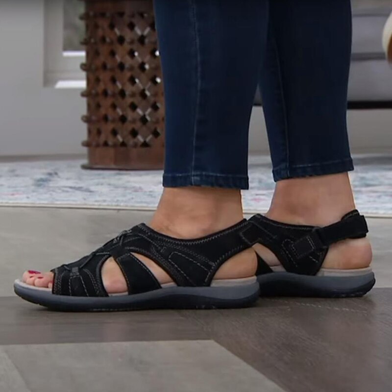 Orthopedic women’s wedge sandals with 3-arch support | Memory nano foam footbed &amp; 3 adjustable straps | Non-slip rubber sole