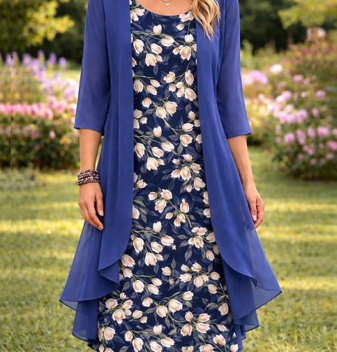 Damen Chiffon-Zweiteiler mit Cardigan | Luftiges Set aus Top &amp; Cardigan | Elegantes Freizeit-Outfit