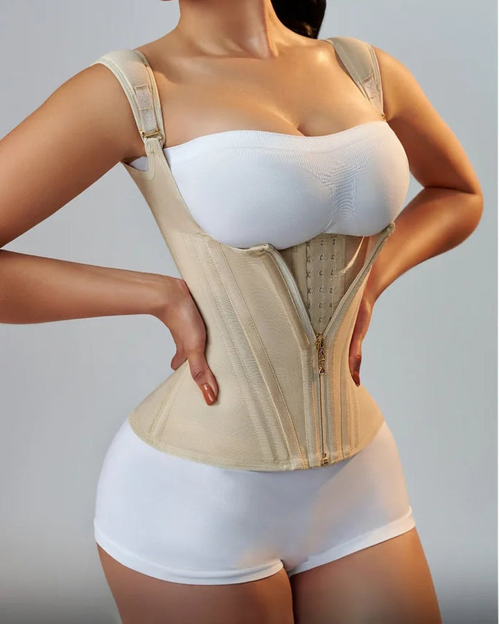 Damen Shapewear Body mit Korsett | Figurformender Body Shaper mit Bauchkontrolle, Frontverschluss &amp; verstellbaren Trägern