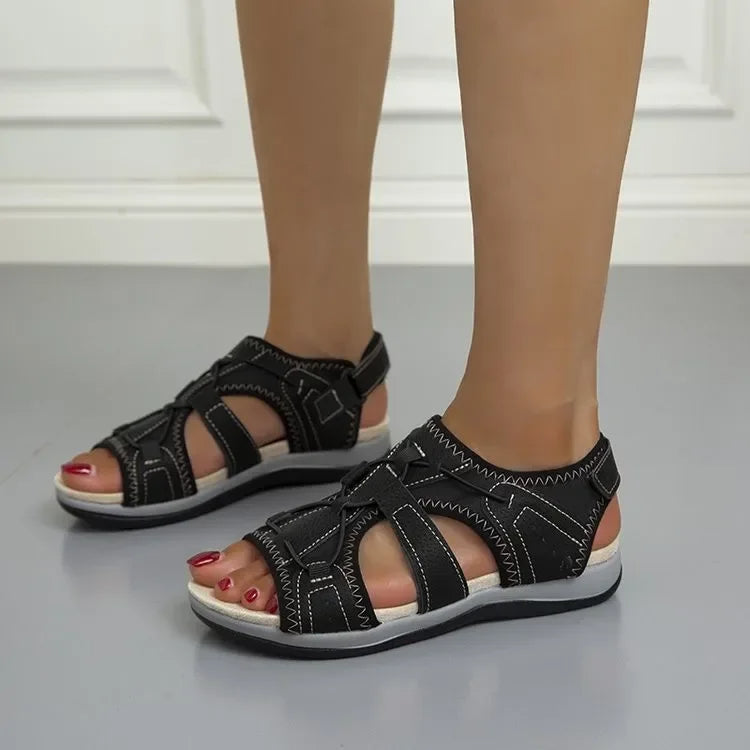 Orthopedic women’s wedge sandals with 3-arch support | Memory nano foam footbed &amp; 3 adjustable straps | Non-slip rubber sole