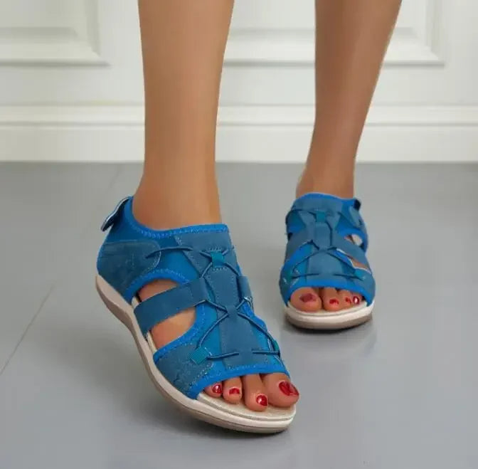 Orthopedic women’s wedge sandals with 3-arch support | Memory nano foam footbed &amp; 3 adjustable straps | Non-slip rubber sole