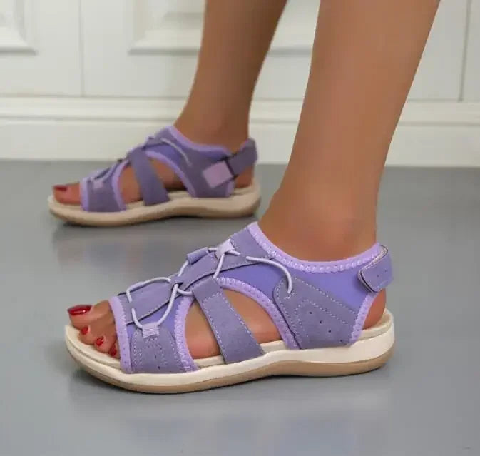 Orthopedic women’s wedge sandals with 3-arch support | Memory nano foam footbed &amp; 3 adjustable straps | Non-slip rubber sole
