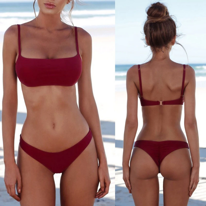 Naisten push-up bikini-setti | Brasilialainen leikkaus | Vartaloa korostava &amp; mukava | Säädettävät olkaimet