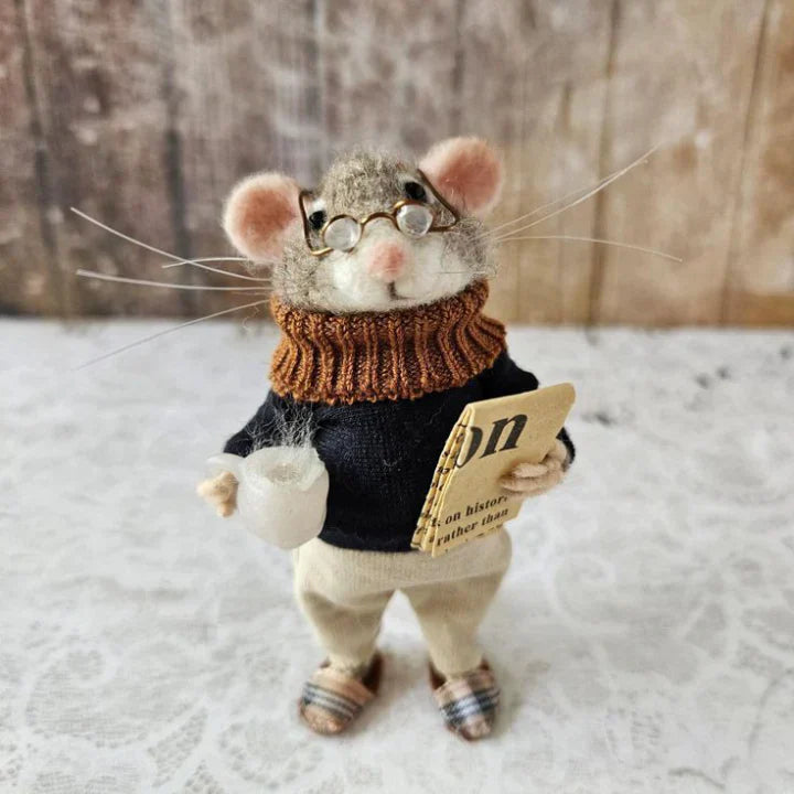 Handmade Felt Mouse | Christmas Decoration &amp; Gift Idea | Needle-Felted from Wool &amp; Fabric | Sustainable
