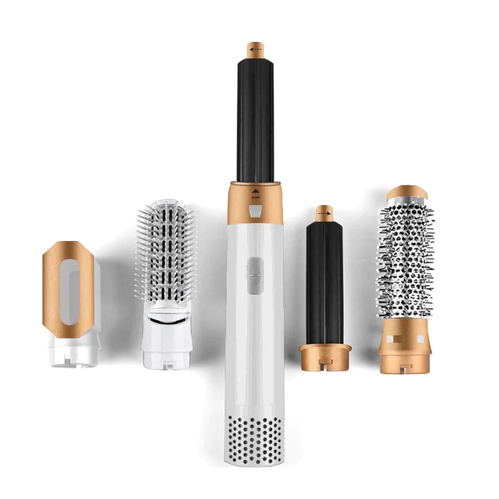 5-in-1 Haartrocknerbürste 1000W mit 5 Aufsätzen | Trocknen, Glätten, Locken &amp; Volumen | 3 Temperaturstufen | Keramik-Beschichtung