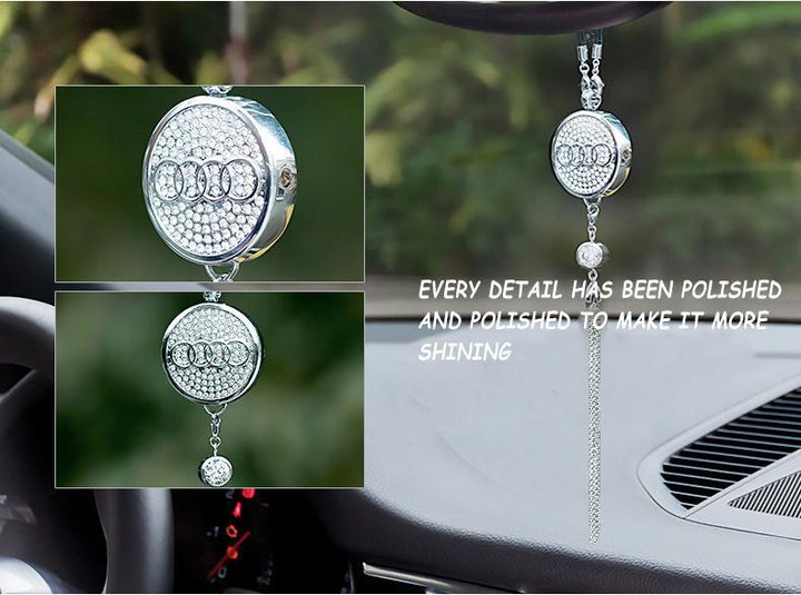 Car Rearview Mirror Pendant with Crystal | Zinc alloy &amp; rhinestones | Sparkling decoration with scent pendant, gift idea