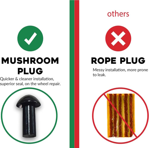 Renkaan korjaussarja tubeless-renkaille | 12 sienitulppaa + työkalut nopeaan apuun | Valinnainen rengaspumppu