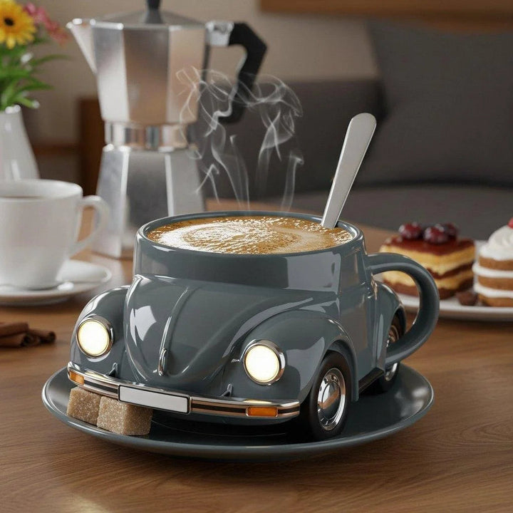 Retro Keramik-Kaffeetasse im Käfer-Design | Handbemalt, detailreich &amp; farbenfroh | 325 ml für Kaffee &amp; Tee | Geschenkidee