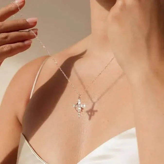Necklace with Cross &amp; Crown Pendant | Symbol of faith &amp; strength | Expressive jewelry