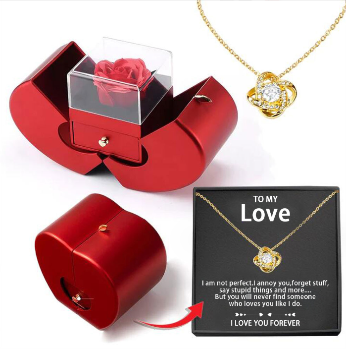 Scatola porta gioie Rose Apple™ | Con collana con rosa eterna