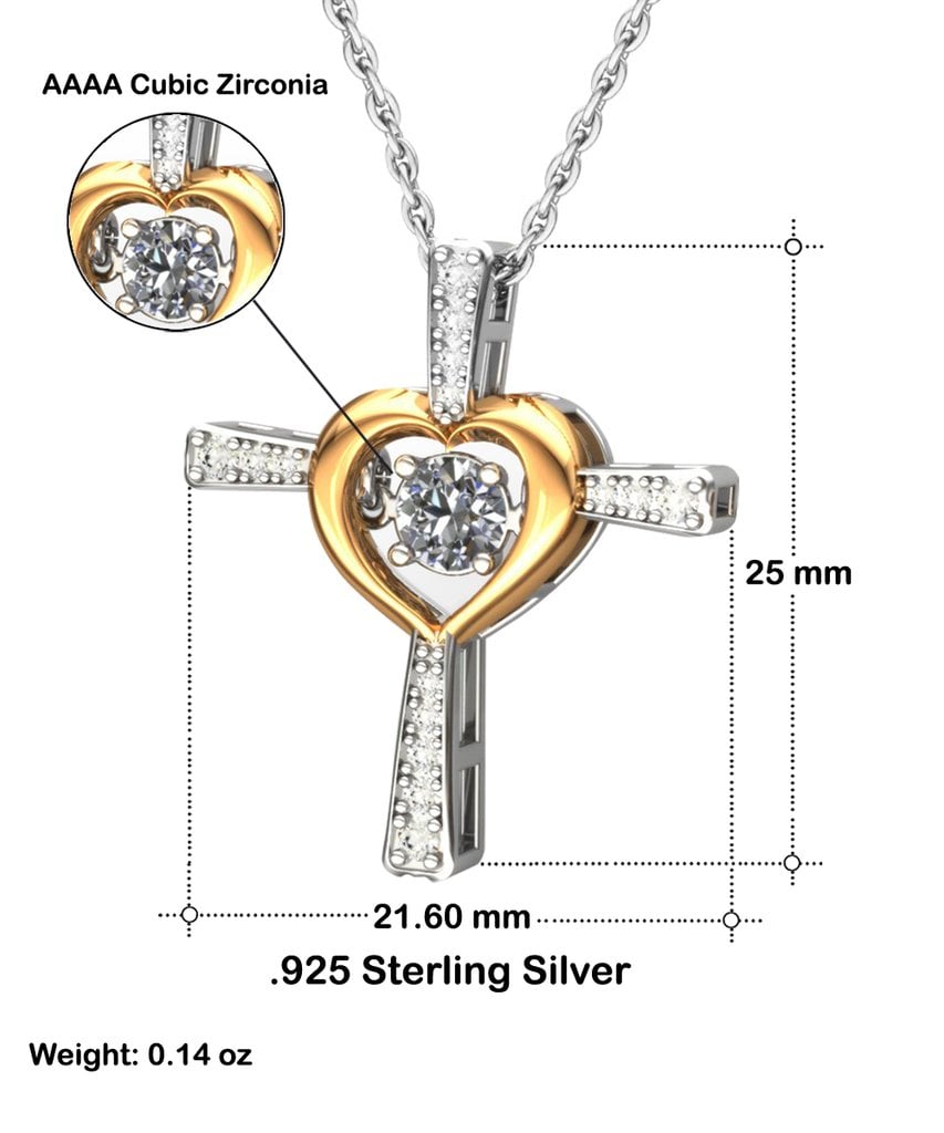 Necklace with Message Card | Gift for daughter | Cross with zirconia &amp; gift box