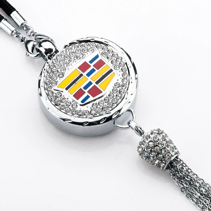Car Rearview Mirror Pendant with Crystal | Zinc alloy &amp; rhinestones | Sparkling decoration with scent pendant, gift idea