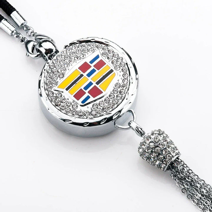 Car Rearview Mirror Pendant with Crystal | Zinc alloy &amp; rhinestones | Sparkling decoration with scent pendant, gift idea
