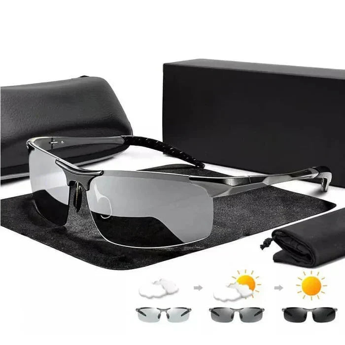 Selbsttönende Brille mit Blaulichtfilter | Photochromatische Gleitsichtbrille mit UV400-Schutz und leichtem TR90-Rahmen